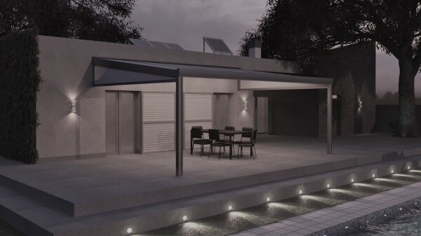 Noble Terrassen&uuml;berdachung Polycarbonat Opal Baupakt Rechteck Anthrazit Ral-7016 310 / 250 x 500 / 310 cm